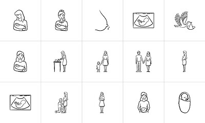 Image showing Maternity hand drawn sketch icon set.