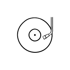 Image showing Phonograph and turntable hand drawn outline doodle icon.