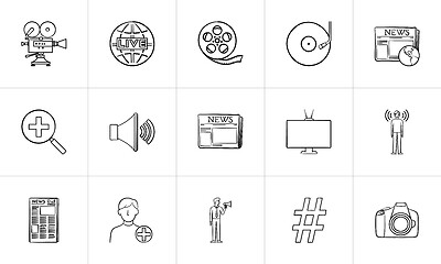Image showing Media hand drawn sketch icon set.
