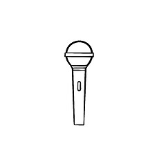 Image showing Microphone hand drawn outline doodle icon.