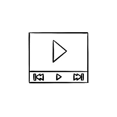 Image showing Video player interface with play button hand drawn outline doodl