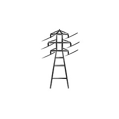 Image showing Electrical power line hand drawn outline doodle icon.