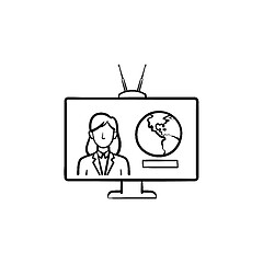 Image showing TV report hand drawn outline doodle icon.