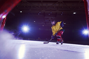 Image showing teen ice hockey player in action