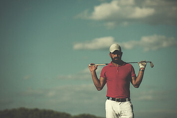 Image showing handsome middle eastern golf player portrait at course