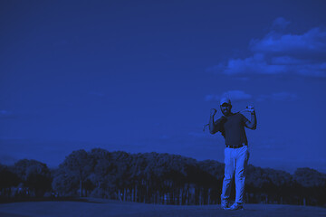 Image showing golf player hitting long shot