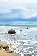 Image showing boulders at the beach of Moeraki New Zealand