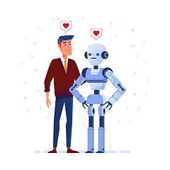 Image showing Robot and human in love.