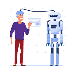 Image showing Data transfer from human brain to robot.