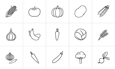 Image showing Agriculture food hand drawn sketch icon set.