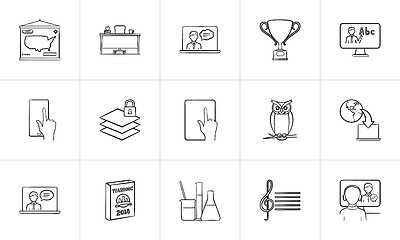 Image showing Education hand drawn sketch icon set.