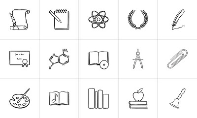 Image showing Education hand drawn sketch icon set.