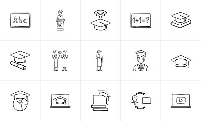 Image showing Education hand drawn sketch icon set.