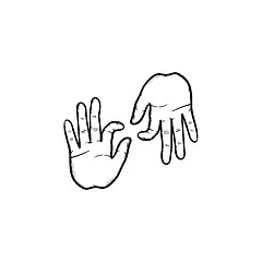 Image showing Deaf language hand drawn outline doodle icon.