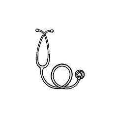 Image showing Stethoscope hand drawn outline doodle icon.