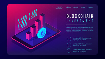 Image showing Isometric blockchain investment landing page concept.