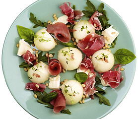 Image showing Delicious Prosciutto with Melon Balls