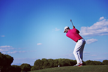 Image showing golf player hitting long shot