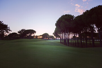 Image showing golf course on sunset