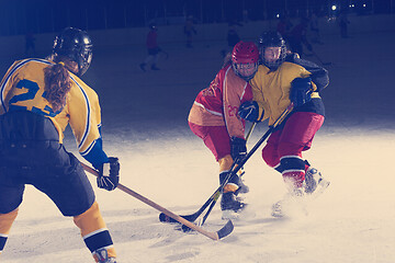 Image showing teen ice hockey sport  players in action