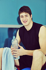 Image showing man drink water at fitness workout