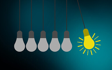 Image showing Light bulbs and perpetual motion, creativity concept