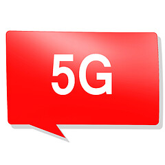 Image showing 5G word on red speech bubble