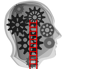 Image showing Ladder lead to the gears on human head