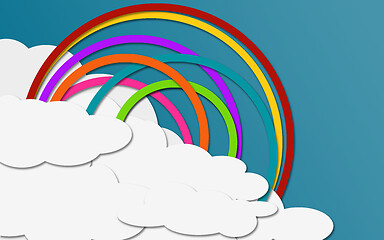 Image showing Rainbow on the sky in paper craft style