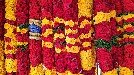 Image showing Indian colorful flower on street market in Singapore