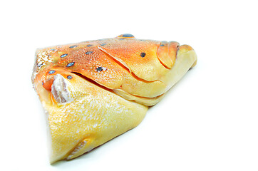 Image showing Grouper fish head on white background