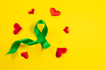 Image showing Liver Cancer and Hepatitis B - HVB Awareness month ribbon, Emerald Green or Jade ribbon