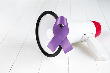 Image showing The light blue ribbon awareness. Symbol for support men who living with cancer