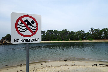 Image showing Sign warning to not swim