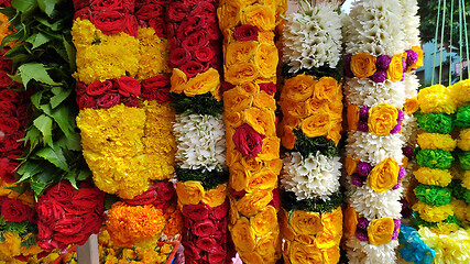 Image showing Indian colorful flower on street market in Singapore