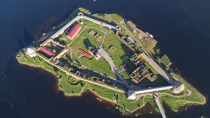 Image showing Aerial top view on fortress Oreshek