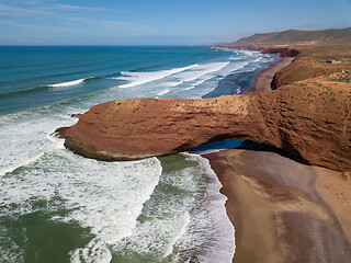 Image showing Legzira beach with arched rocks in Morocco