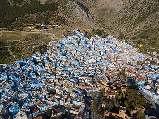 Image showing Aerial of famous blue city Chefchaouen