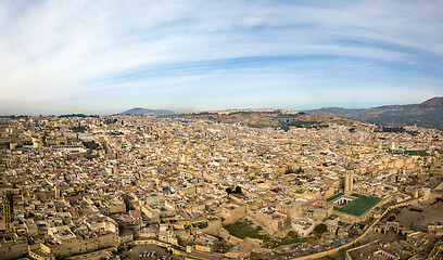 Image showing Aerial panorama of Medina in Fes, Morocco