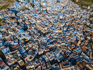 Image showing Aerial of famous blue city Chefchaouen