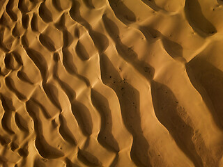 Image showing Aerial top view on sand dunes in desert