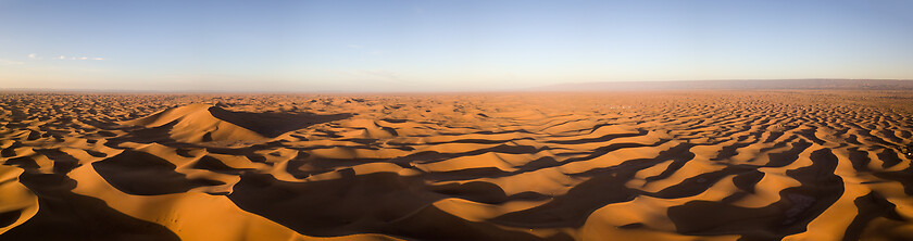 Image showing Aerial panorama in Sahara desert at sunrise