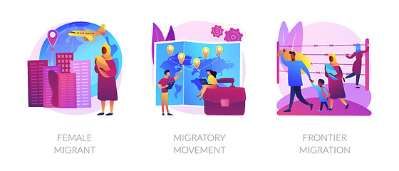 Image showing Refugees of war and gender discrimination abstract concept vector illustrations.