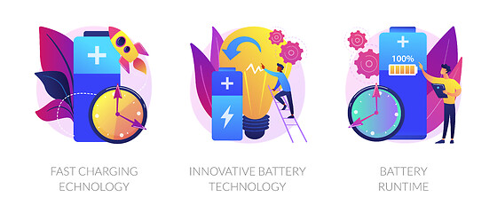 Image showing New battery life engineering vector concept metaphors.