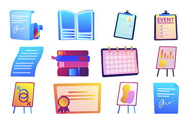Image showing Paper document and management strategy vector illustrations set.