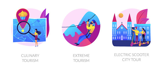 Image showing Adventure tourism activities vector concept metaphors.