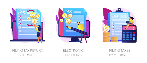 Image showing Filing tax return software vector concept metaphors.