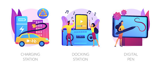 Image showing Electronic device use and charge abstract concept vector illustrations.