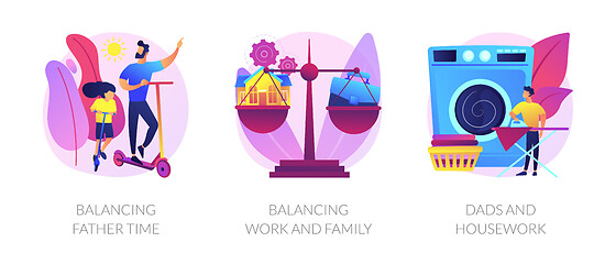 Image showing Father career and family balance abstract concept vector illustrations.