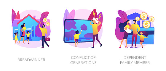 Image showing Traditional gender and social roles abstract concept vector illustrations.